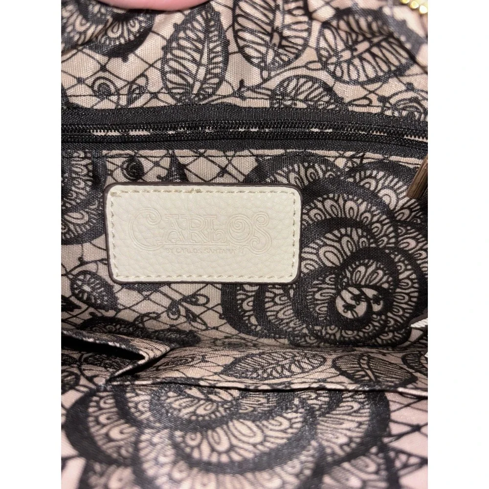 Carlos Santana Top Zip Crossbody Cream / Diamond Back Satchel Bag‎